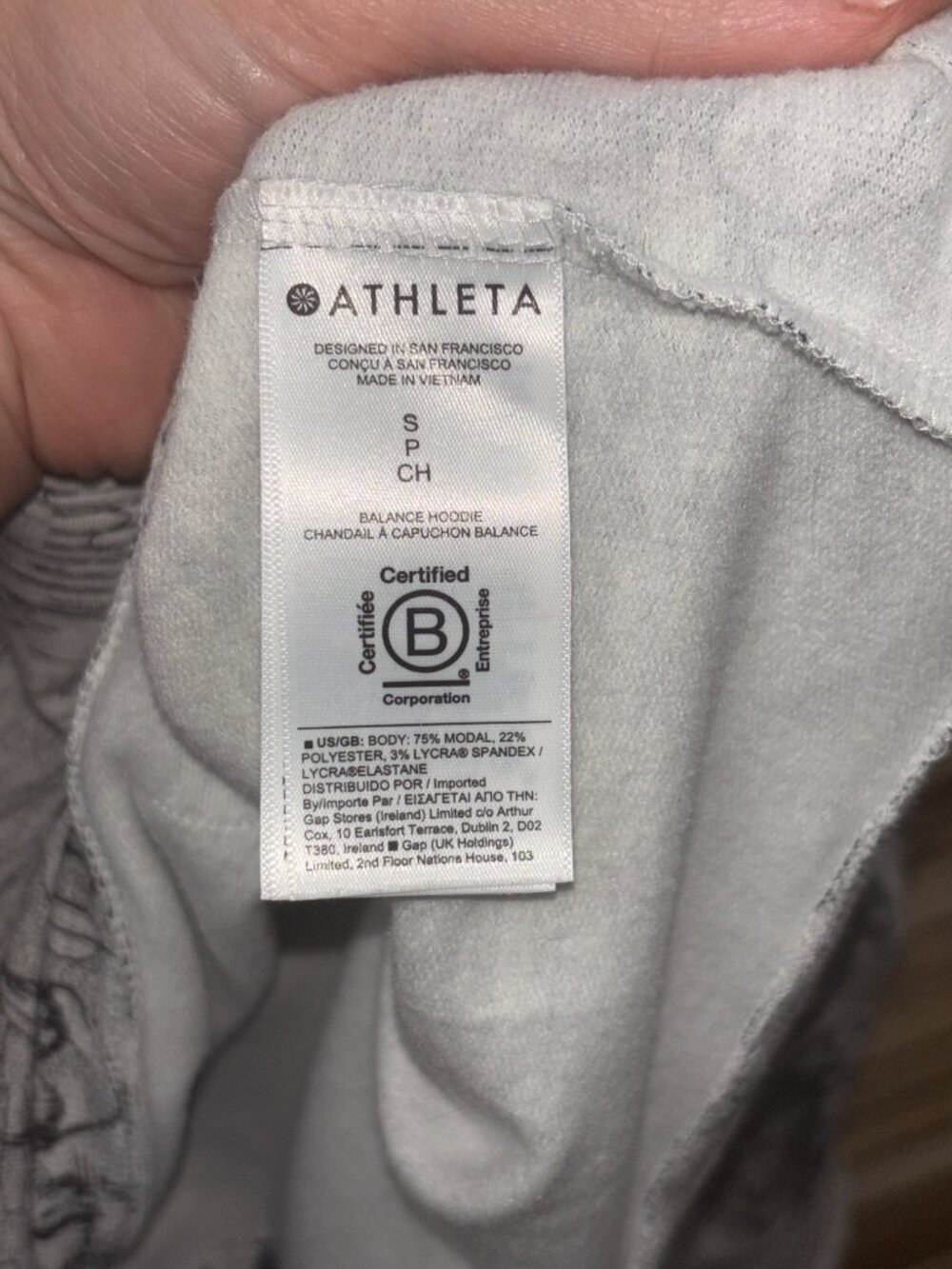 Athleta Balance White Black Floral Sketch Hoodie S Like New - Picture 6 of 6